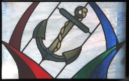 Stained glass window with anchor of hope